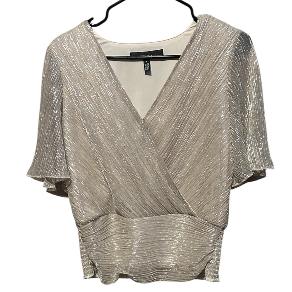 White House Black Market Shimmering Cream Blouse